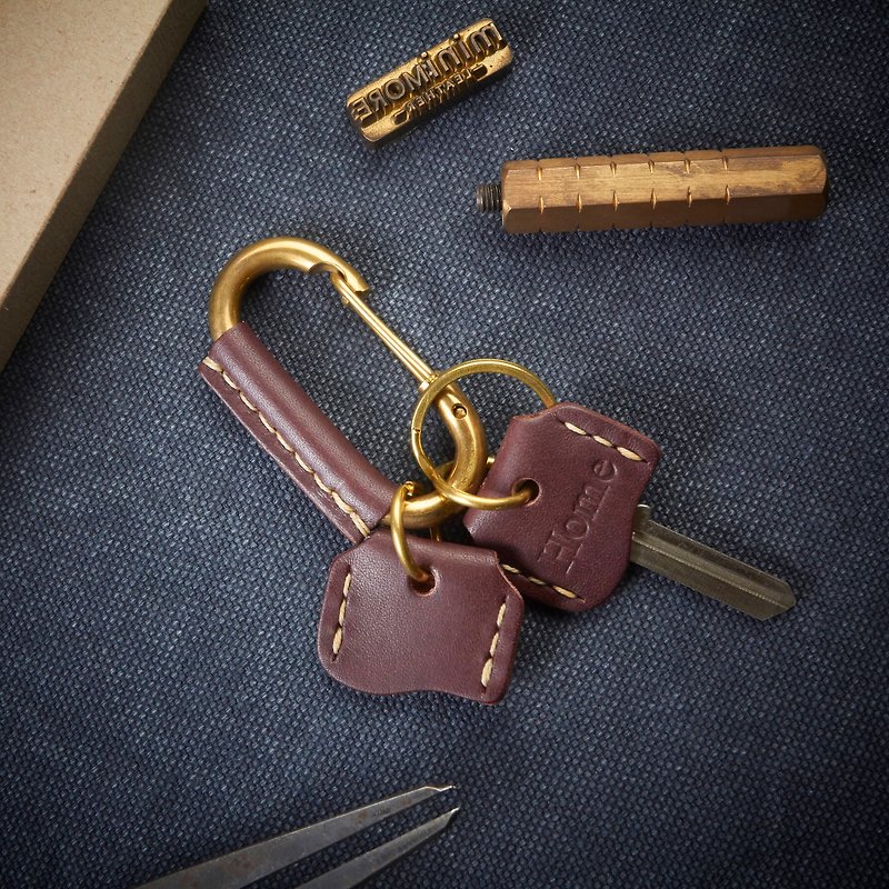 x6片皮革钥匙壳 可以雕刻 - 钥匙链/钥匙包 - 真皮 咖啡色