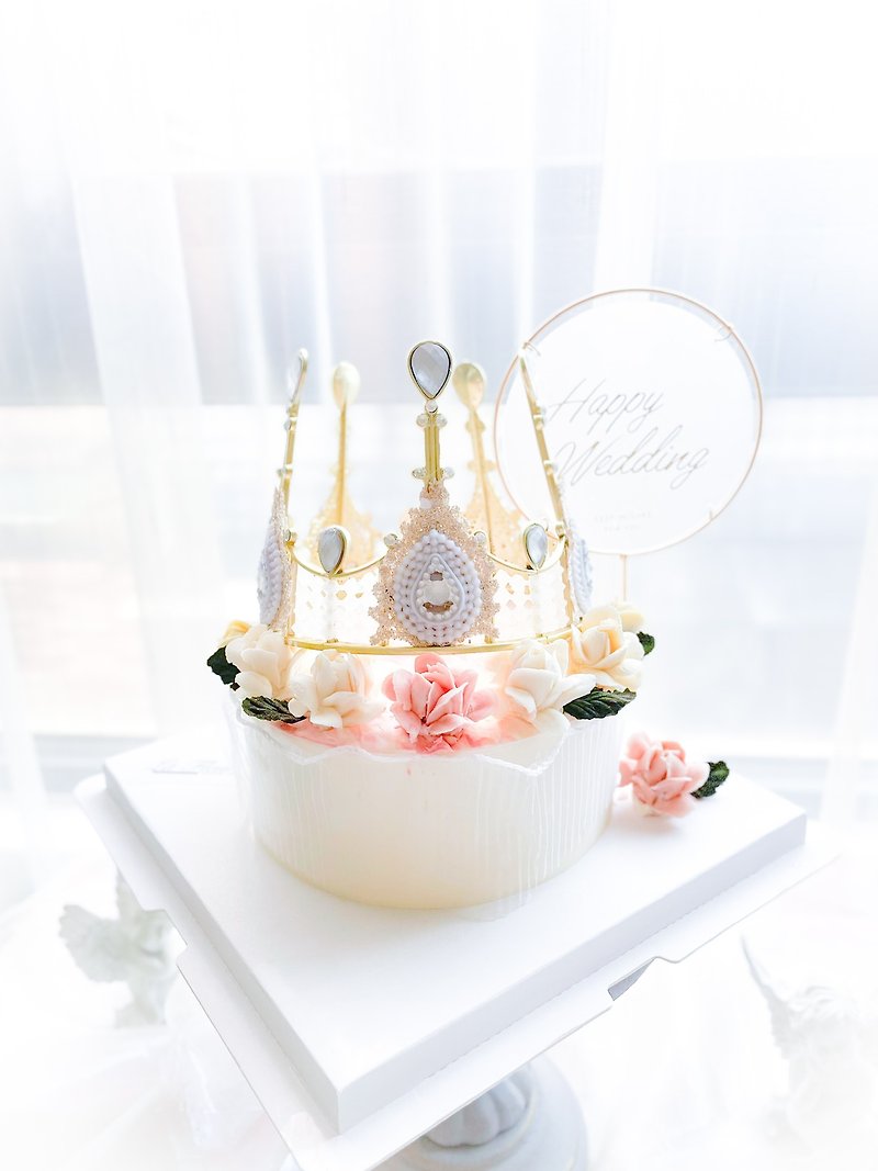 【结婚蛋糕】限定自取!!! 6寸皇冠-韩国最夯裱花轻奶酪 - 蛋糕/甜点 - 新鲜食材 