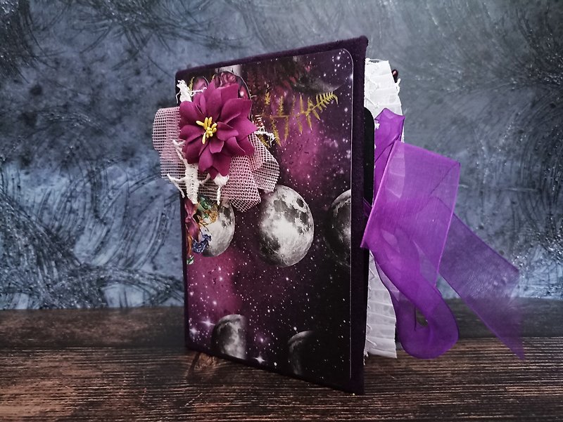 月亮垃圾日记本手工银河花园笔记本花魔女魔法书厚 - 笔记本/手帐 - 纸 紫色