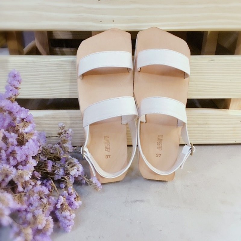 CLAVESTEP XII Sandals - 真皮凉鞋-十二-白色 - 男女凉鞋 - 真皮 粉红色