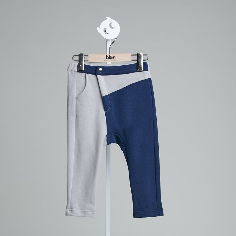个性拼接长裤(灰) - 童装裤 - 棉．麻 灰色