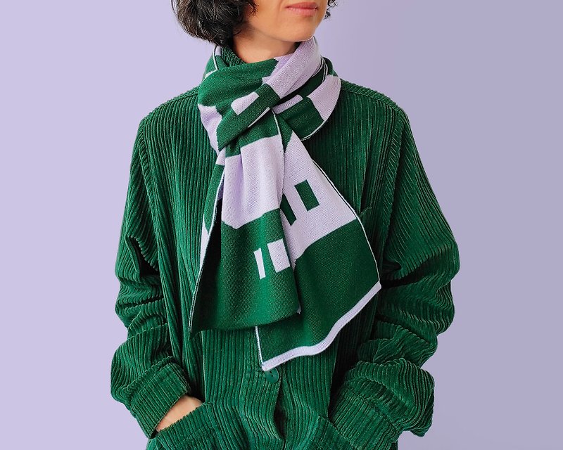 Lilville scarf in green and blue lilac. Pure merino wool scarves for her. - 丝巾 - 羊毛 绿色