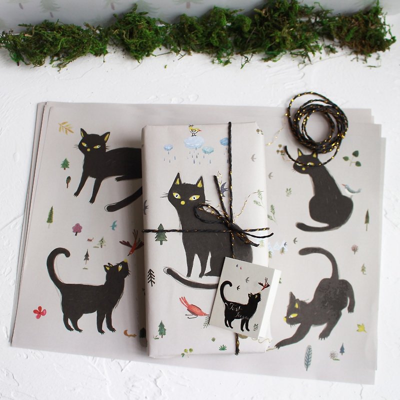 黑猫包装套装 I 包装纸礼物咭 I 节日限定 - 包装材料 - 铜/黄铜 金色