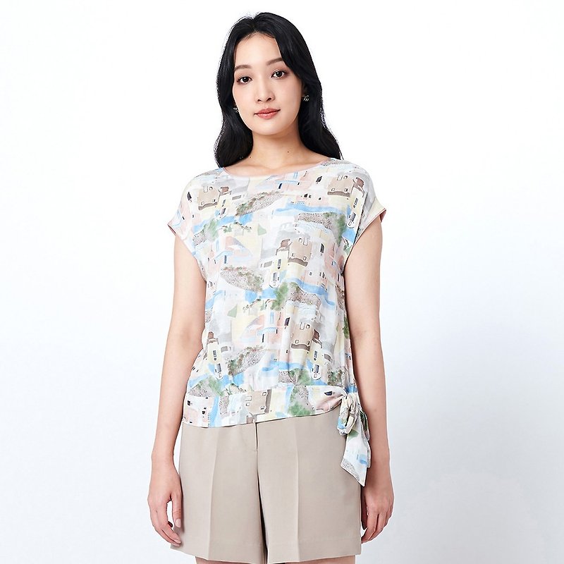 KeyWear 岛屿印花垂袖上衣-综合-0AF00117 - 女装 T 恤 - 其他人造纤维 多色