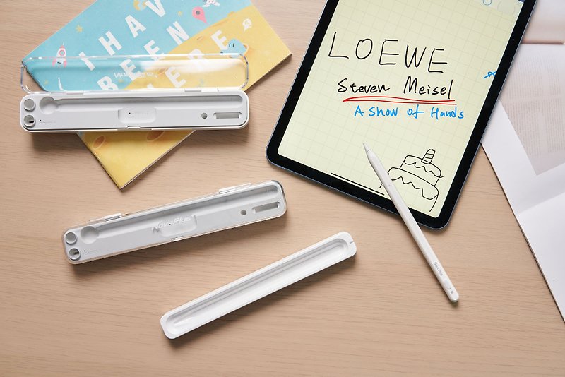 二合一磁吸充电收纳笔盒:磁吸&插线充电/磁吸收纳/Apple Pencil - 充电宝/传输线 - 塑料 白色