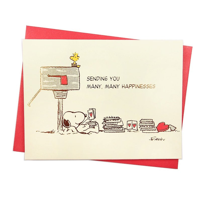 史努比看你的信感到很开心【Hallmark-Snoopy立体卡 JP多用途】 - 卡片/明信片 - 纸 金色