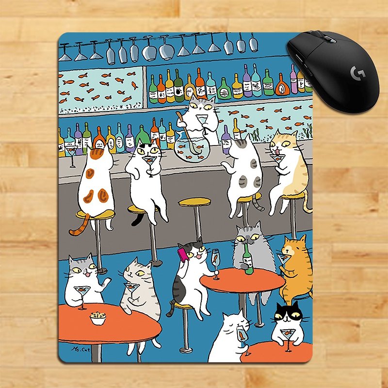 3猫小铺~鱼尾酒鼠标垫(插画家:猫小姐) - 鼠标垫 - 聚酯纤维 多色