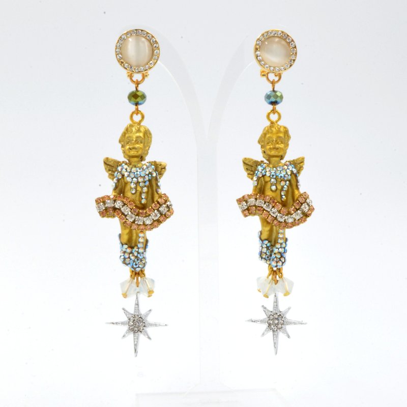 金色天使缀水晶石耳环 豪华贵妇风巴洛克意大利西西里D&G风格 - 项链 - 其他材质 金色