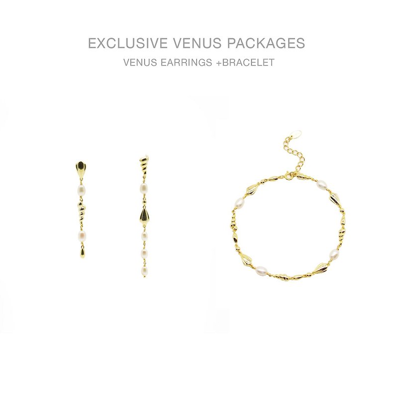 维纳斯独享限定组合B- 维纳斯耳环+ 维纳斯手链 - 耳环/耳夹 - 银 金色