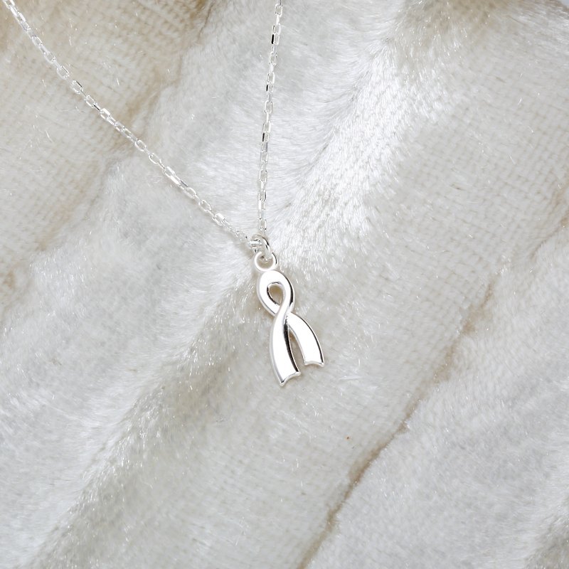 思念 丝带 Ribbon s925 纯银 项链 生日 圣诞节 情人节 礼物 - 项链 - 纯银 银色