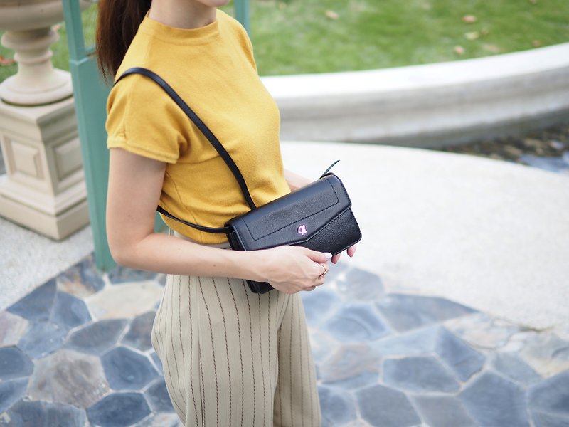Irene (Black) :  Multi-function bag, clutch , long wallet, mini crossbody - 手提包/手提袋 - 真皮 黑色