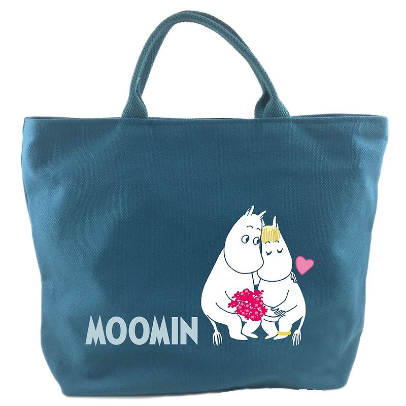 Moomin噜噜米授权-【拉链帆布包-蓝】(大) - 手提包/手提袋 - 棉．麻 蓝色