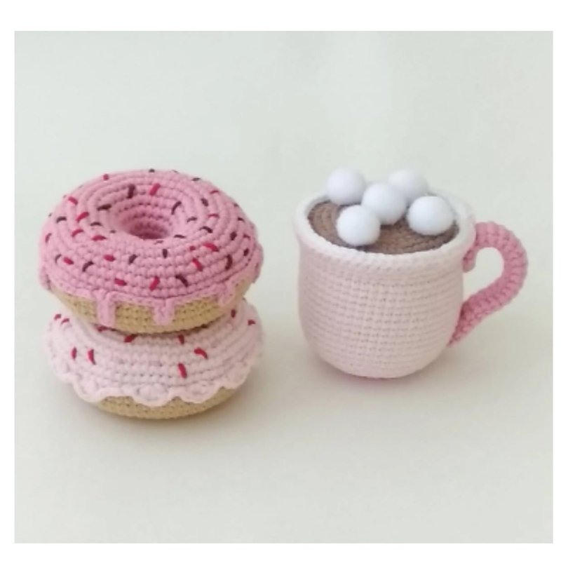 tea party set, amigurumi doughnut, play kitchen,crochet food - 玩具/玩偶 - 棉．麻 
