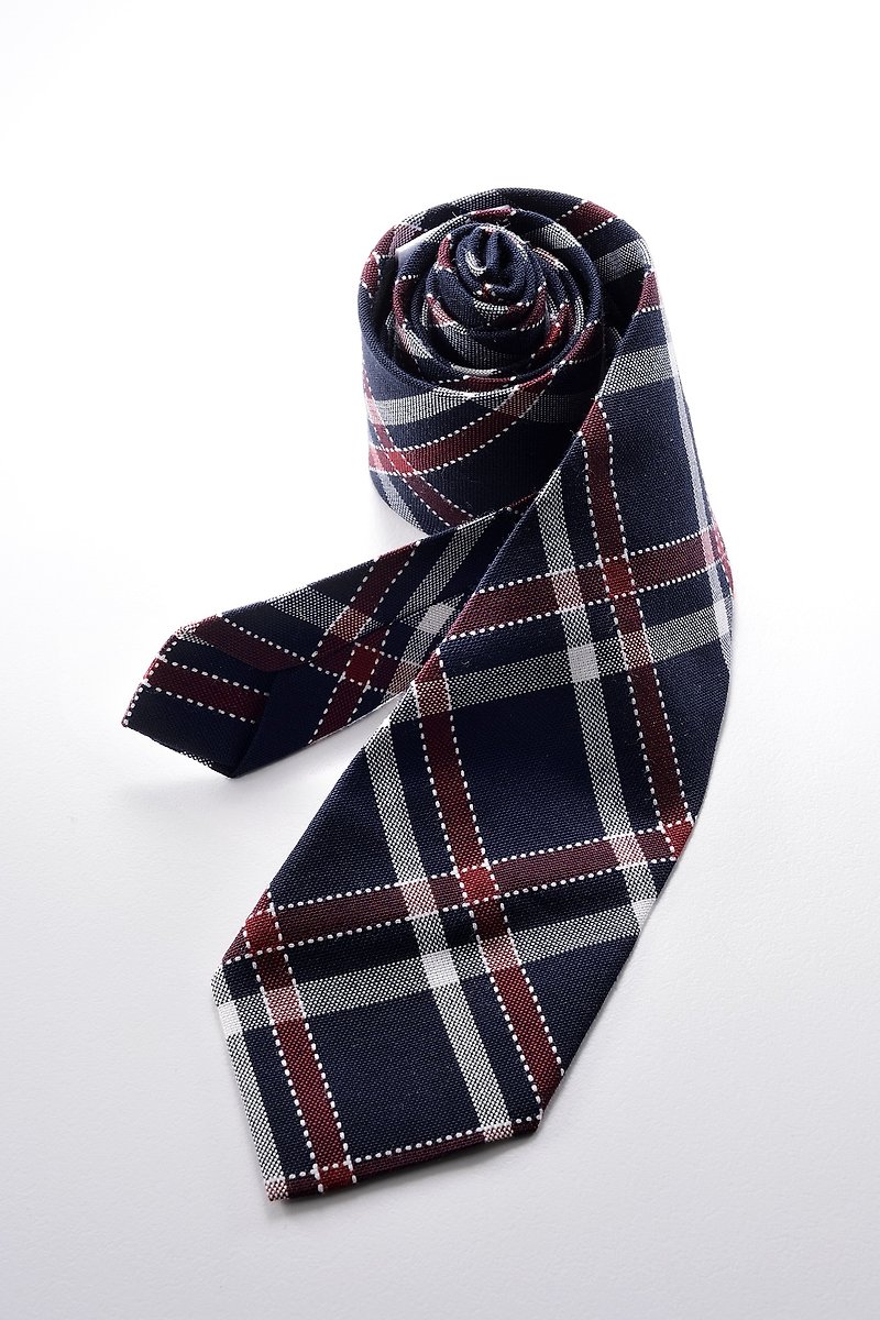 英伦风格纹窄版手打领带-男女皆宜【ZAZAZOO】 - 领带/领带夹 - 棉．麻 多色