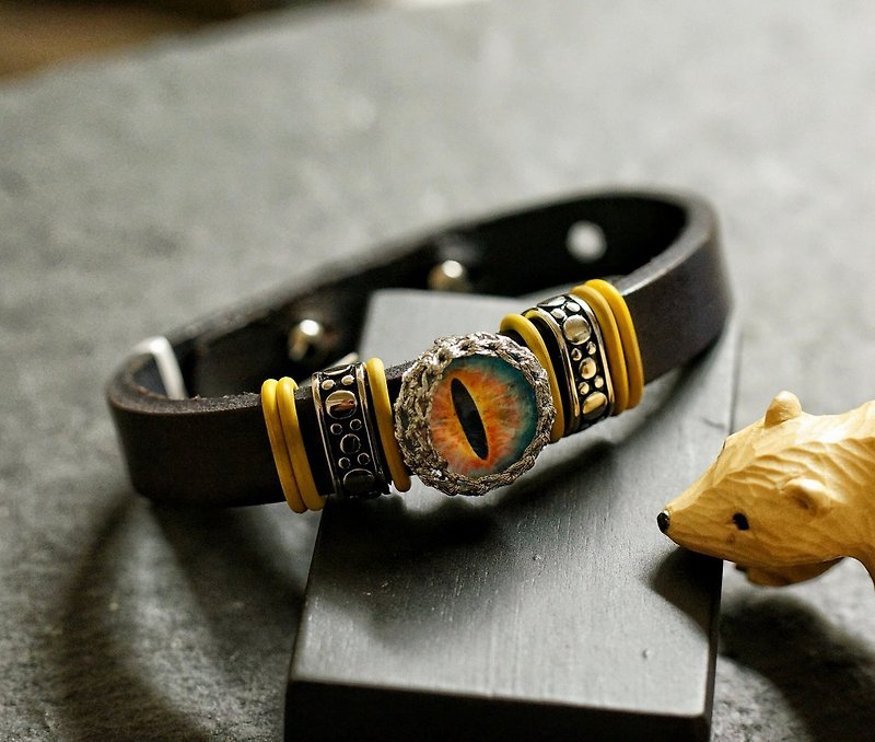 美国猫眼皮手带 ( Cateye Leather Bracelet E-11 ) - 手链/手环 - 真皮 咖啡色