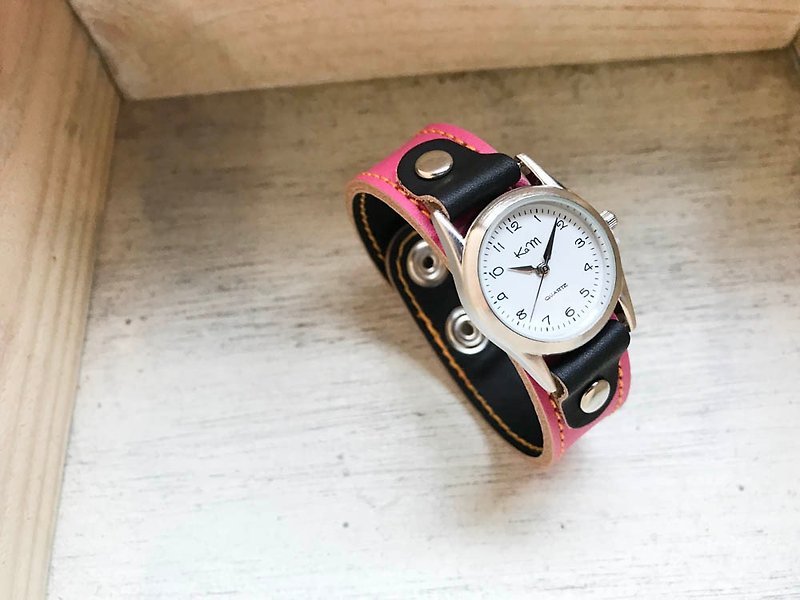 STITCH　毎日つけていたくなる時計　ステッチラン腕時計　ユニセックスOK　SRW-PKK-YS - 女表 - 真皮 粉红色