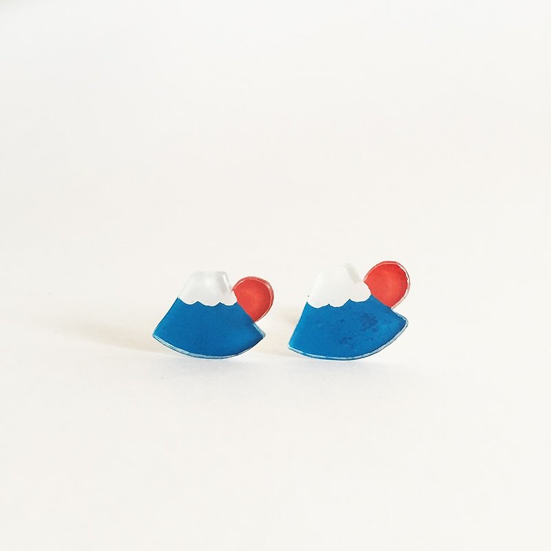 富士山のプラバンイヤリング - 耳环/耳夹 - 塑料 蓝色