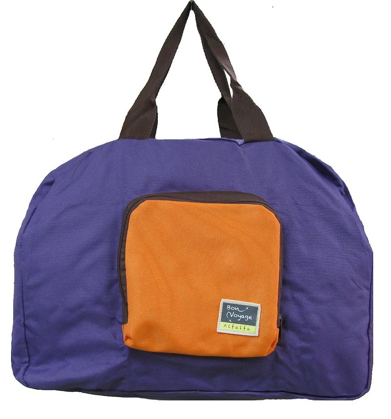 巴黎明信片折叠式手提袋  紫 橙色 - 侧背包/斜挎包 - 聚酯纤维 紫色