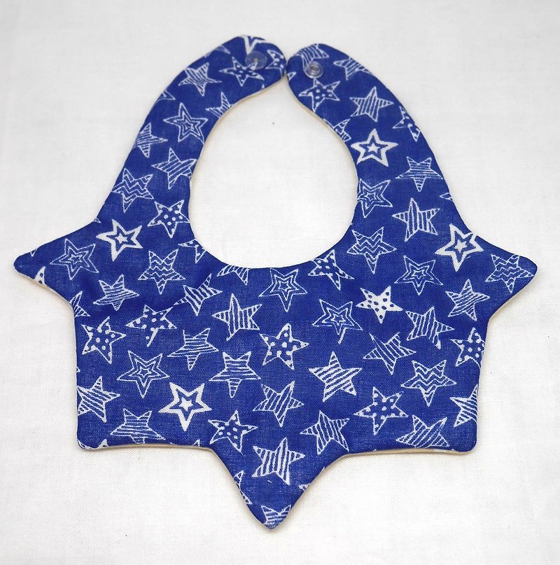 Japanese Handmade 8-layer-gauze Baby Bib - 围嘴/口水巾 - 棉．麻 蓝色