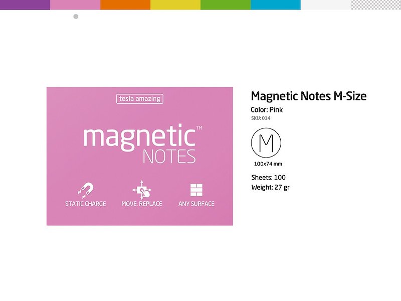 /Tesla Amazing/ Magnetic Notes 磁力便利贴 M-Size 粉红 - 贴纸 - 纸 粉红色