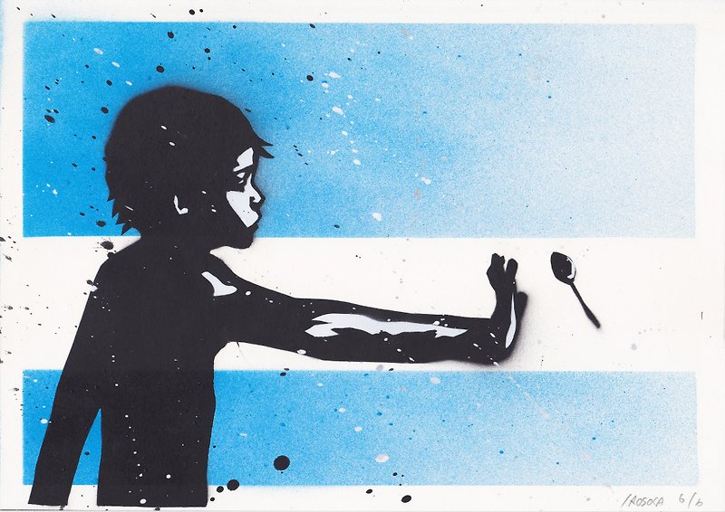【IROSOCA】スプーンはまだ曲げられない　絵画　A4原画 - 海报/装饰画/版画 - 纸 蓝色