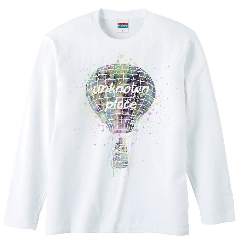 ロングスリーブTシャツ / Space balloon - 男装上衣/T 恤 - 棉．麻 白色