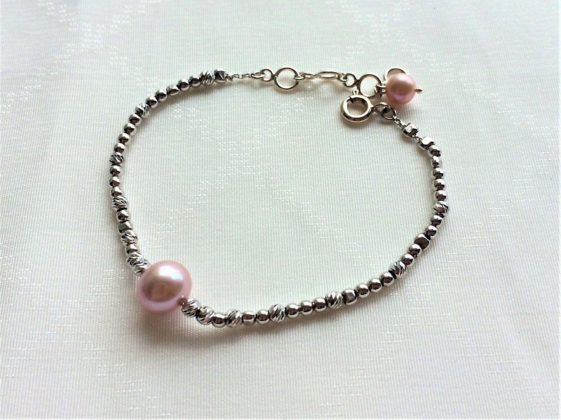 100%自家设计925纯银粉红色淡水珍珠手链 - 手链/手环 - 珍珠 粉红色