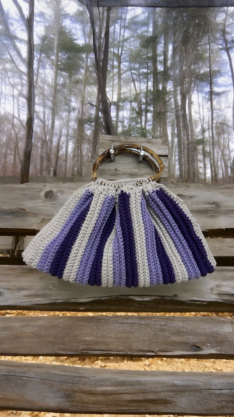 手工鈎织手拿包 - 手拿包 - 棉．麻 紫色