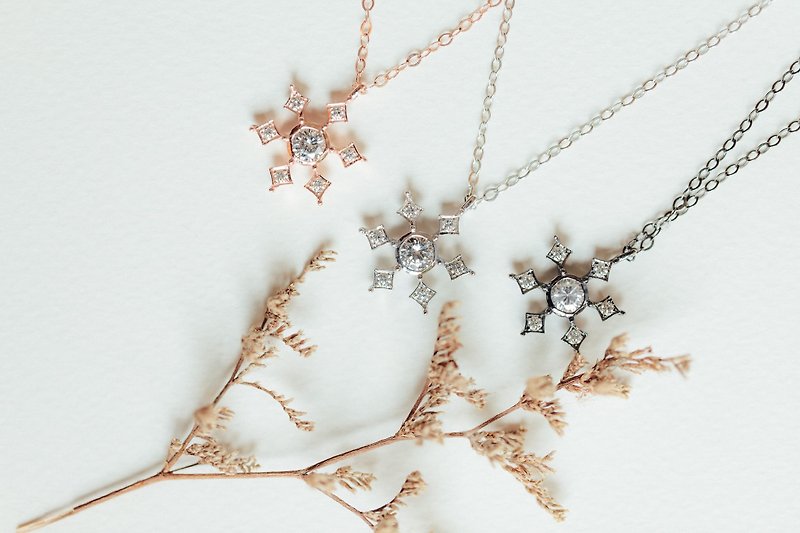 Snowflake Collection - 项链 - 宝石 粉红色
