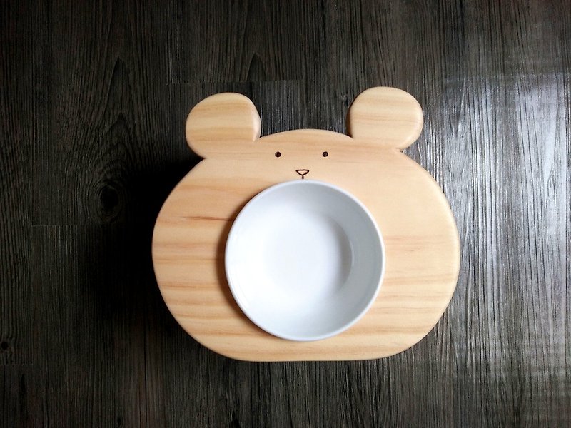 毛小孩餐桌系列--"熊熊"  原木 宠物餐桌 碗架 - 碗/碗架 - 木头 咖啡色