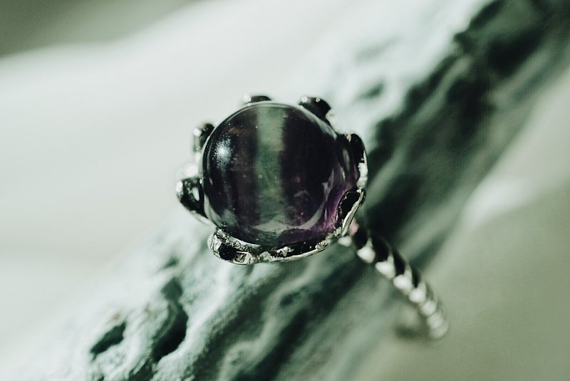 绿紫色萤石925纯银戒指 - 戒指 - 宝石 紫色