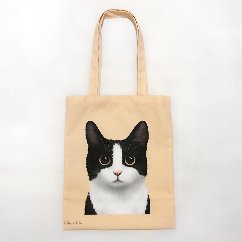 汪喵帆布提袋 - 黑白猫 奔驰猫 - 手提包/手提袋 - 聚酯纤维 卡其色