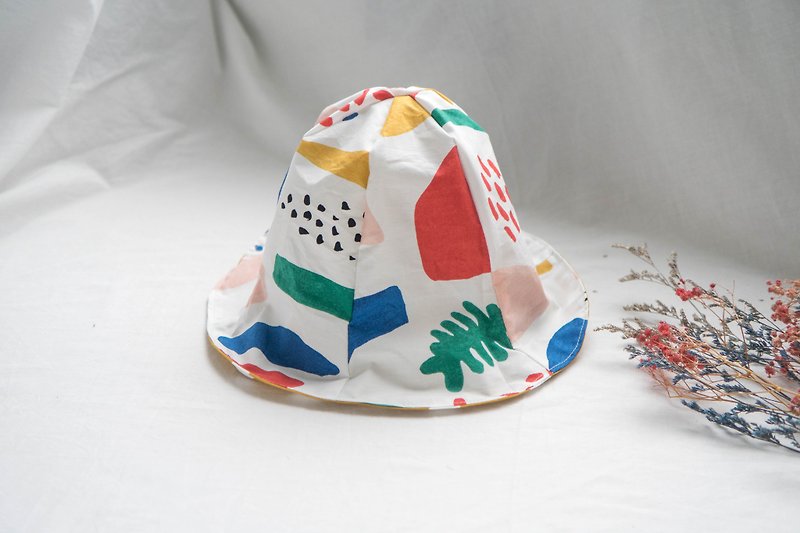 双面渔夫帽 | 婴儿 幼童 帽子 | 花花世界与爱心格子 - 婴儿帽/发带 - 棉．麻 红色