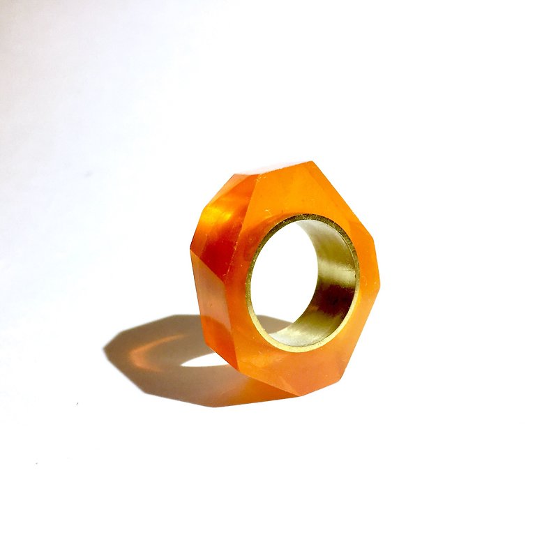 PRISMリング　ゴールド・クリアオレンジ - 戒指 - 其他金属 橘色