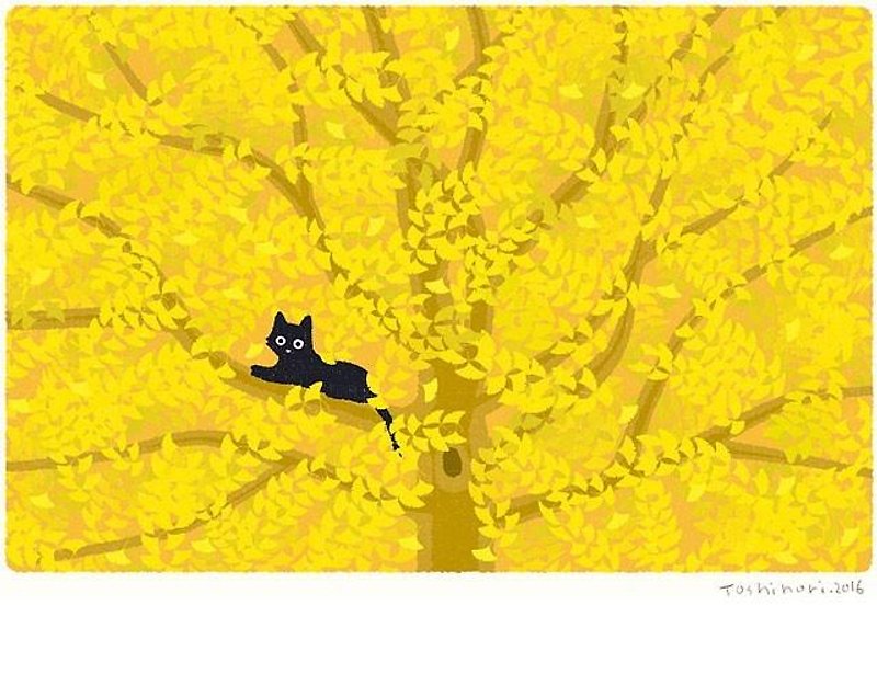 A3イラストシート　木の葉がくれ - 海报/装饰画/版画 - 纸 黄色