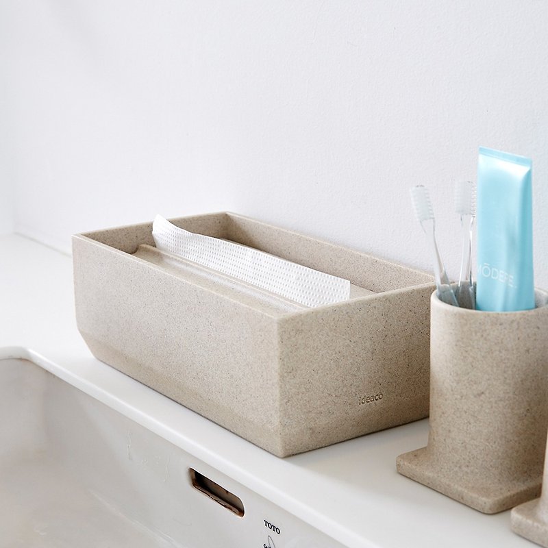 日本ideaco 下降式沉盖砂岩面纸盒 - 纸巾盒 - 环保材料 多色