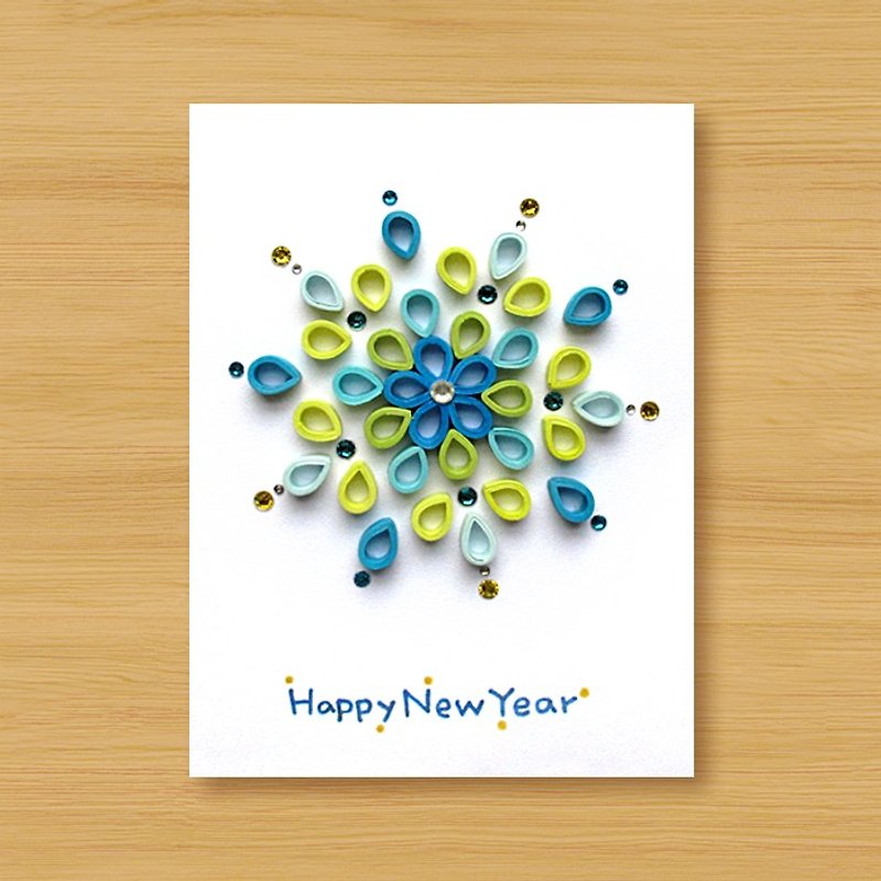 手工卷纸卡片 _ 灿烂火花贺新年 ... 新年贺卡、感谢卡、万用卡 - 卡片/明信片 - 纸 蓝色