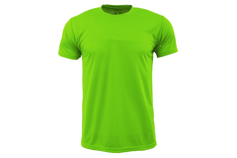 X-DRY素面吸湿排汗圆领T ::萤光绿::男女可穿 - 男装运动衣 - 聚酯纤维 绿色