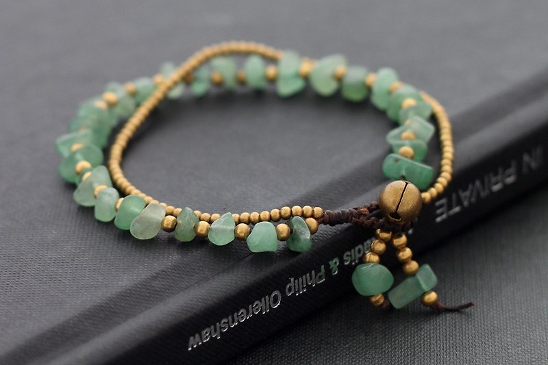玉珠手链，黄铜珠编织手镯 - 手链/手环 - 石头 绿色