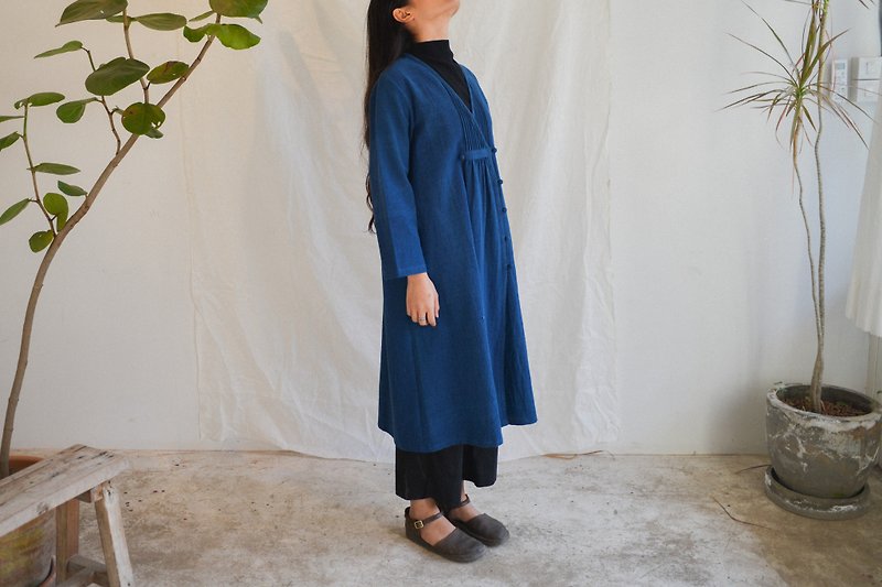 Oki Onepiece | Natural Indigo | Hand Woven - 洋装/连衣裙 - 棉．麻 蓝色
