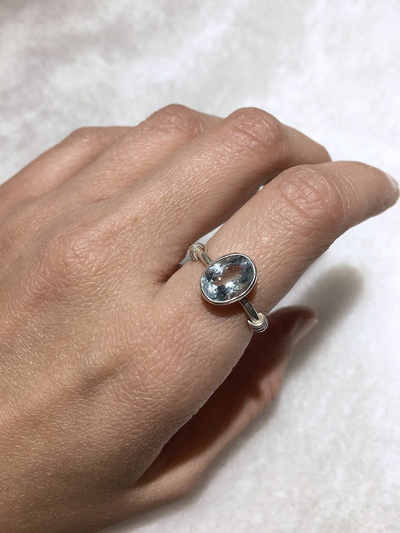 海蓝宝 戒指 尼泊尔 手工制 925纯银材质 - 戒指 - 宝石 