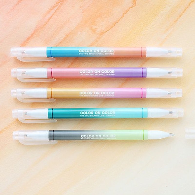 彩虹原子笔-10色粗细双头原子笔组(5入)-彩虹,LWK51011 - 圆珠笔/中性笔 - 塑料 多色