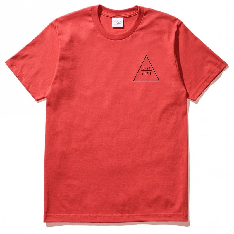 左胸 STAY SIMPLE Triangle 短袖T恤 红色 保持简单三角型 几何 - 男装上衣/T 恤 - 棉．麻 红色