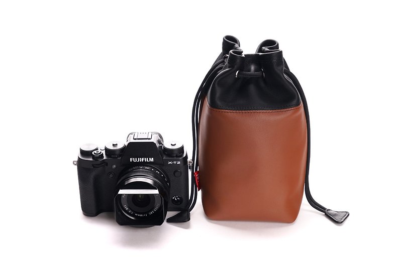 混色相机羊皮袋 黑棕 - 相机包/相机袋 - 真皮 多色