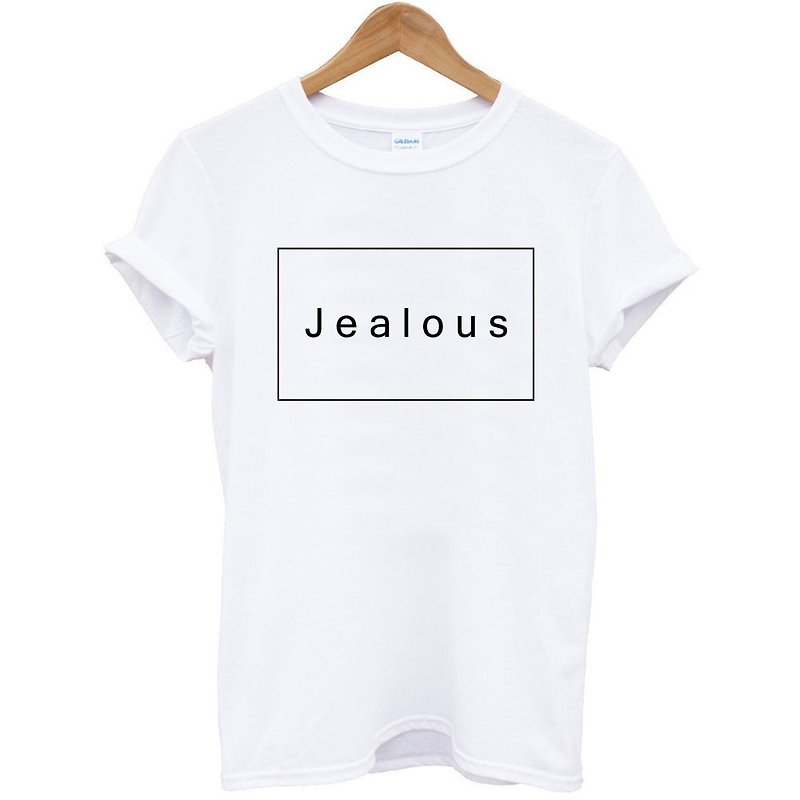 Jealous短袖T恤 白色 文字英文 - 男装上衣/T 恤 - 棉．麻 白色