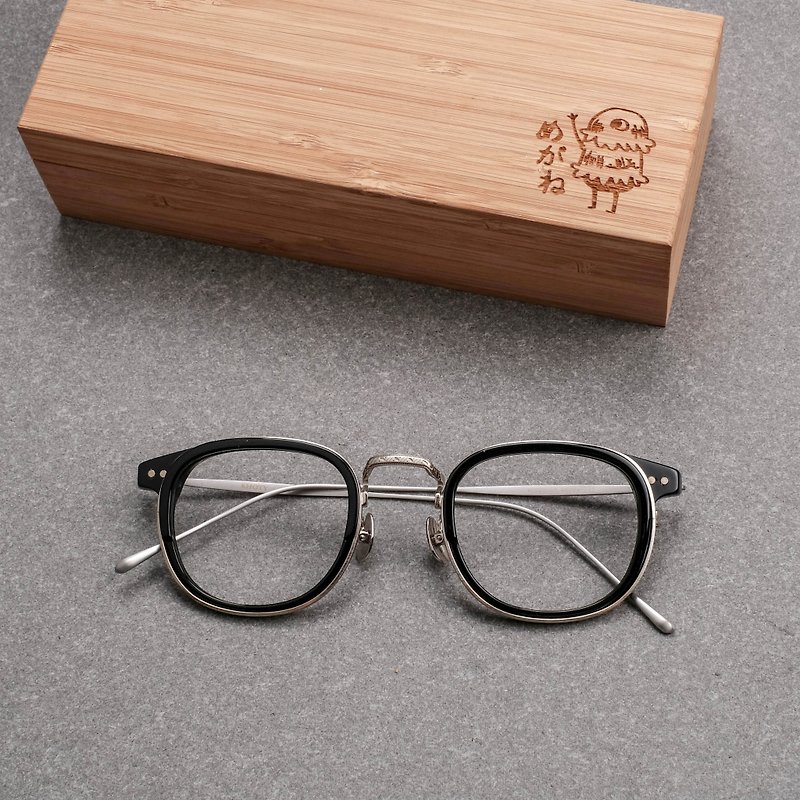 韩国复古中金 钛金属 雕花 渐层  眼镜 镜框 黑银 - 眼镜/眼镜框 - 其他材质 