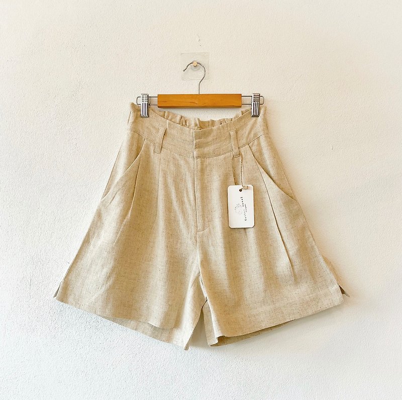 Elderberry Short Linen Hemp Natural - 女装短裤 - 棉．麻 卡其色