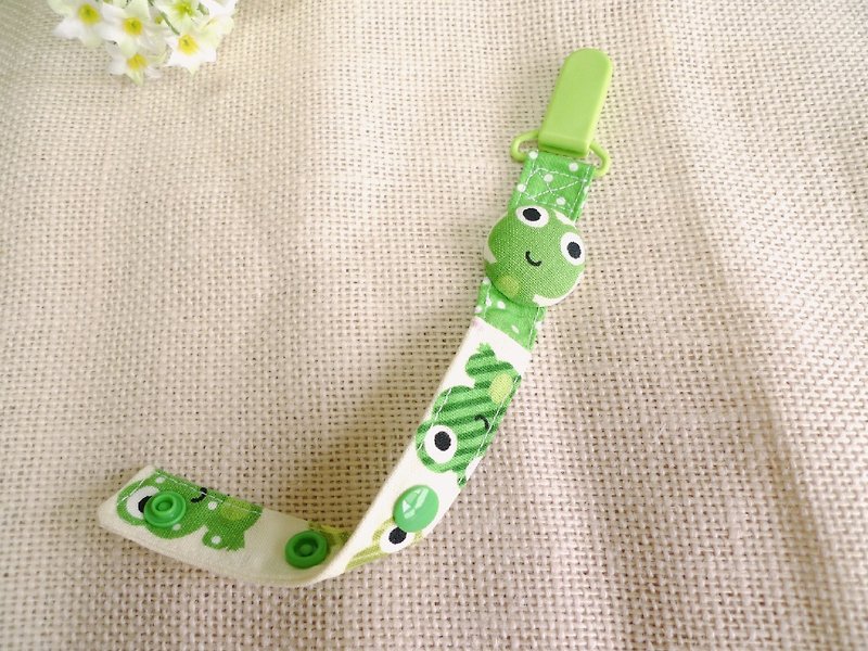 小青蛙-包扣奶嘴链/玩具链 - 围嘴/口水巾 - 纸 绿色