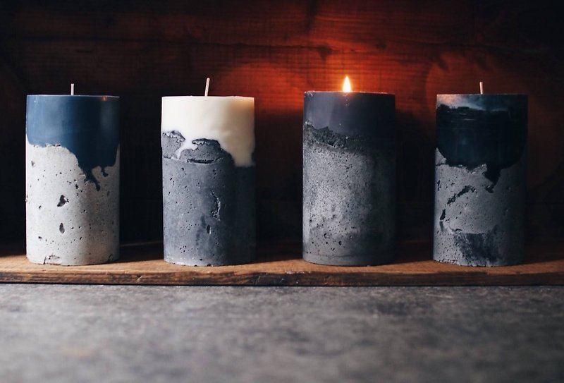 山令页-凿刻水泥蜡烛-大 - 蜡烛/烛台 - 水泥 白色