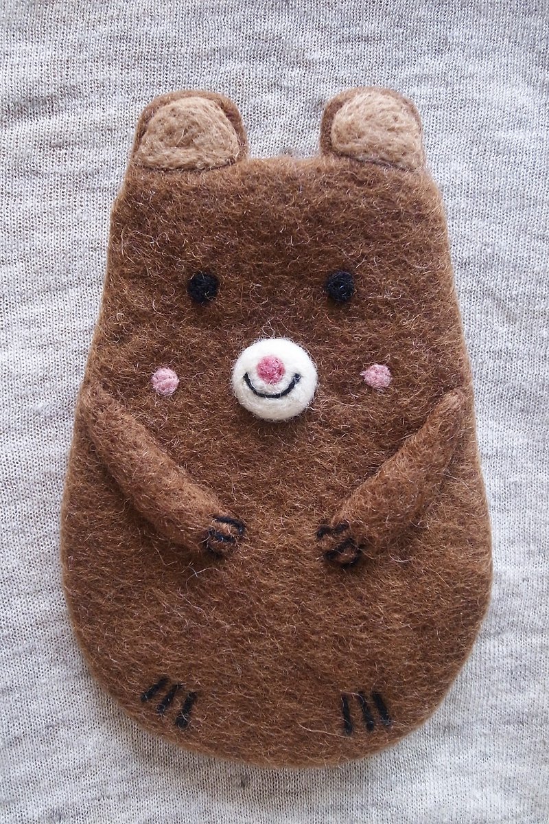 羊毛毡 棕熊 手机袋 手机套 小 - 手机壳/手机套 - 羊毛 咖啡色